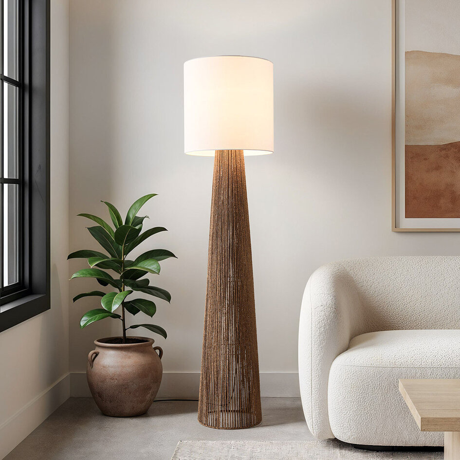 Lampadaire Papira avec abat-jour en tissu