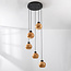 Moderne hanglamp Marmore mat zwart met marmerlook bollen, 5-lichts
