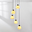 Moderne hanglamp Marmore mat zwart met marmerlook bollen, 5-lichts