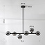 Design plafondlamp zwart met smoke glas, 6-lichts - Aster