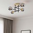 Plafondlamp Caleb, 4-lichts - Smoke glas met spiegeleffect