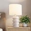 Lampe à poser Sofara en céramique avec abat-jour en tissu - blanche