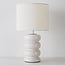 Lampe à poser Sofara en céramique avec abat-jour en tissu - blanche