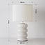 Lampe à poser Sofara en céramique avec abat-jour en tissu - blanche