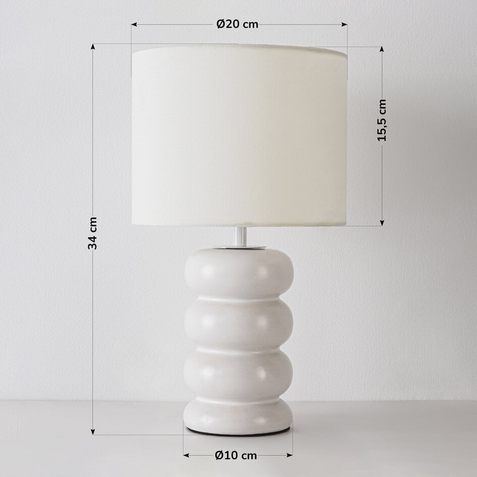 Lampe à poser Sofara en céramique avec abat-jour en tissu - blanche