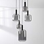 5-lichts hanglamp Rustique - zwart en smoke glas