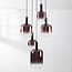 5-lichts hanglamp Rustique - zwart en donkerbruin glas