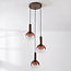 Hanglamp Dijon in bruin met drie glazen bollen met ombre-effect
