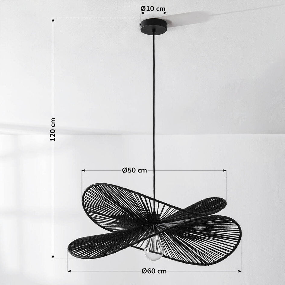 Moderne boho-chic hanglamp Janah - zwart