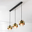 Eigentijdse hanglamp Faey 3-lichts en amber glas
