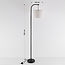 Lampadaire noir avec abat-jour en lin - Hygge