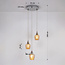 Chrome hanglamp met amber glas, 3-lichts - Vanity