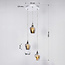 Industriële chrome hanglamp met smoke grijs glas, 3-lichts - Veronica
