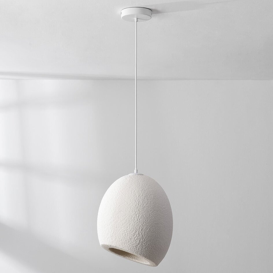 Lampe suspendue Wabi Sabi Yugen avec effet de pierre blanche