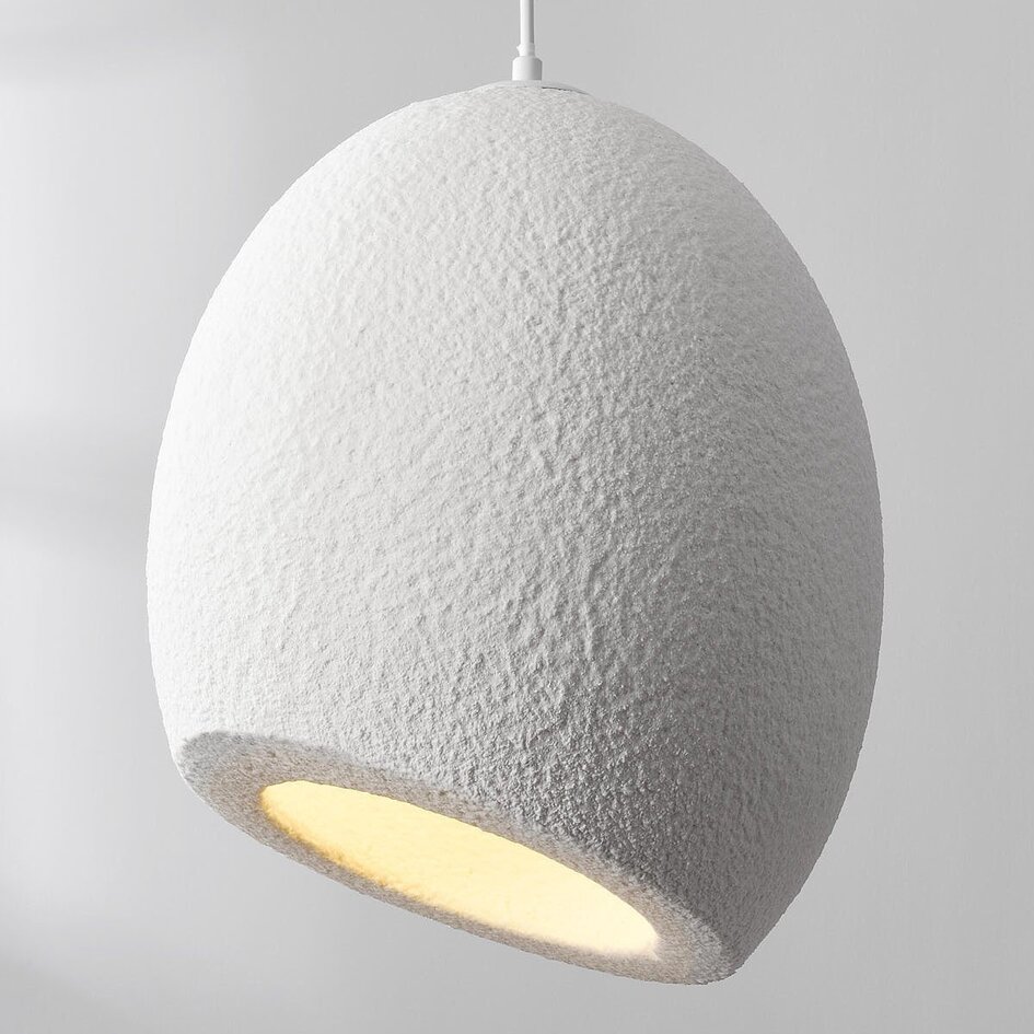 Lampe suspendue Wabi Sabi Yugen avec effet de pierre blanche