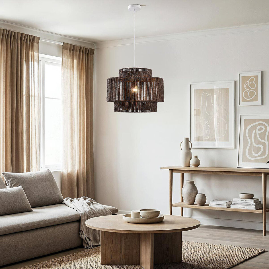 Japandi hanglamp Sumi in donkerbruin