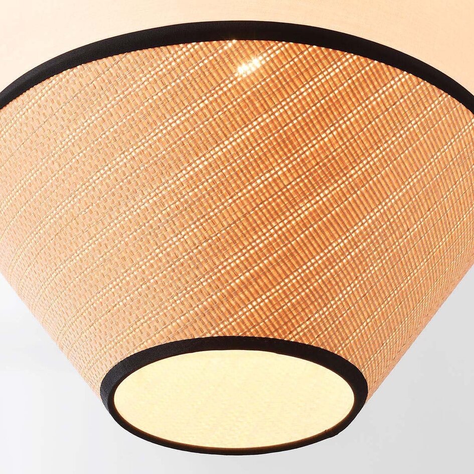 Lampe suspendue Japandi Seil avec abat-jour naturel en textile et corde tressée