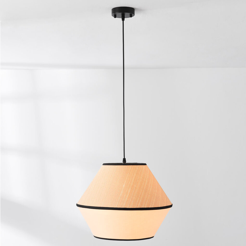 Lampe suspendue Japandi Corda abat-jour naturel en tissu et corde tressée