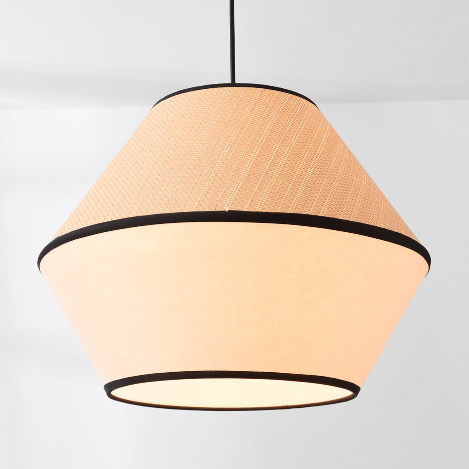 Lampe suspendue Japandi Corda abat-jour naturel en tissu et corde tressée