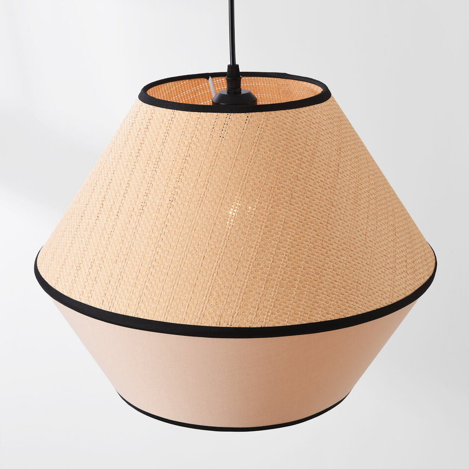 Lampe suspendue Japandi Corda abat-jour naturel en tissu et corde tressée