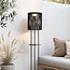 Staande solar buitenlamp Vinta, 3-staps dimbare LEDs en gevlochten touw, zwart