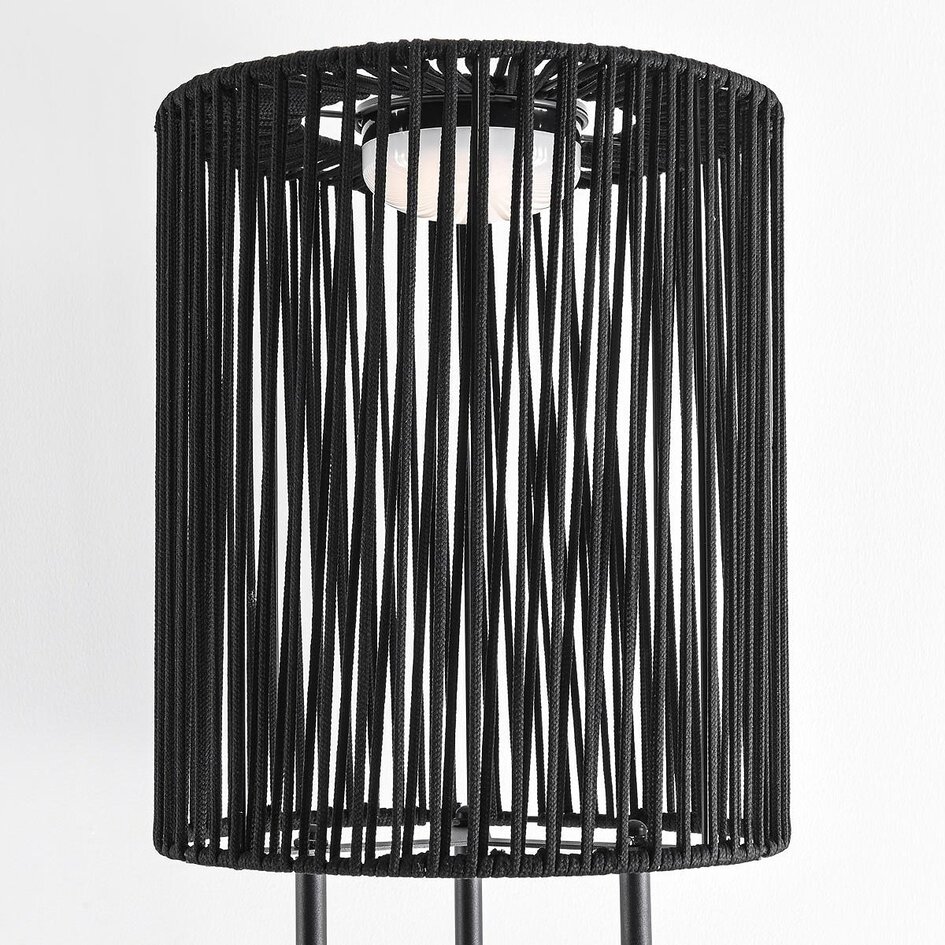 Lampadaire Vinta avec LED solaires à 3 niveaux de gradation et corde tressée en noir
