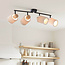 Zwarte plafondlamp Noura met vier draaibare spots van beige stof