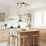 Zwarte plafondlamp Noura met vier draaibare spots van beige stof