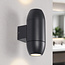 Ovale zwarte wandlamp voor badkamer, 2-lichts