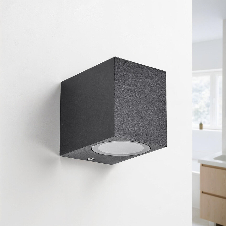 Vierkante badkamerlamp Wolfie - zwart