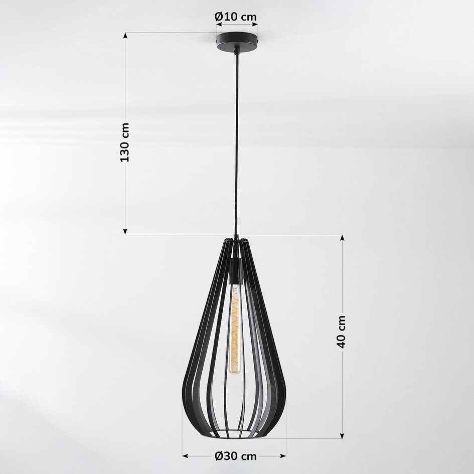 Lampe suspendue à 1 lumière Gabbia - noir
