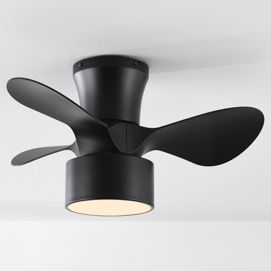Ventilateur de plafond compact noir avec LED et télécommande - Vejas