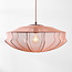 Minimalistische hanglamp Feronia met zachtroze stoffen kap Ø45 cm