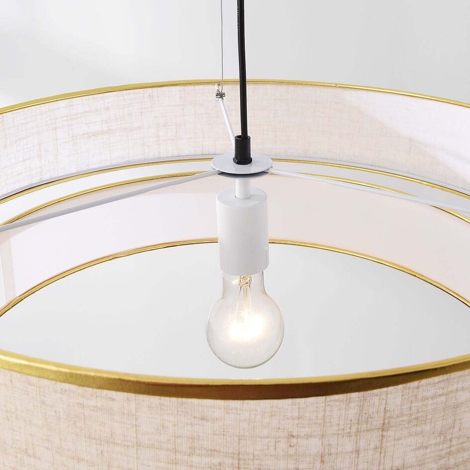 Moderne hanglamp Koysi stof met gouden afwerking