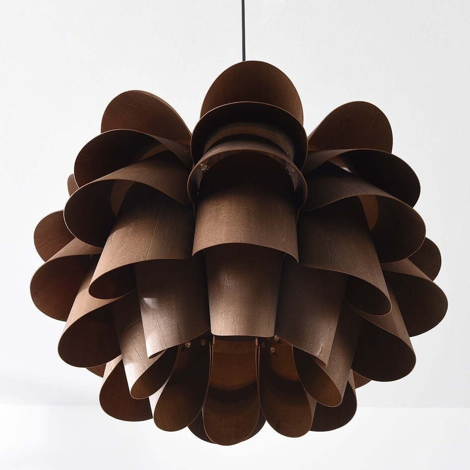 Moderne hanglamp Mucai met donkere houttint