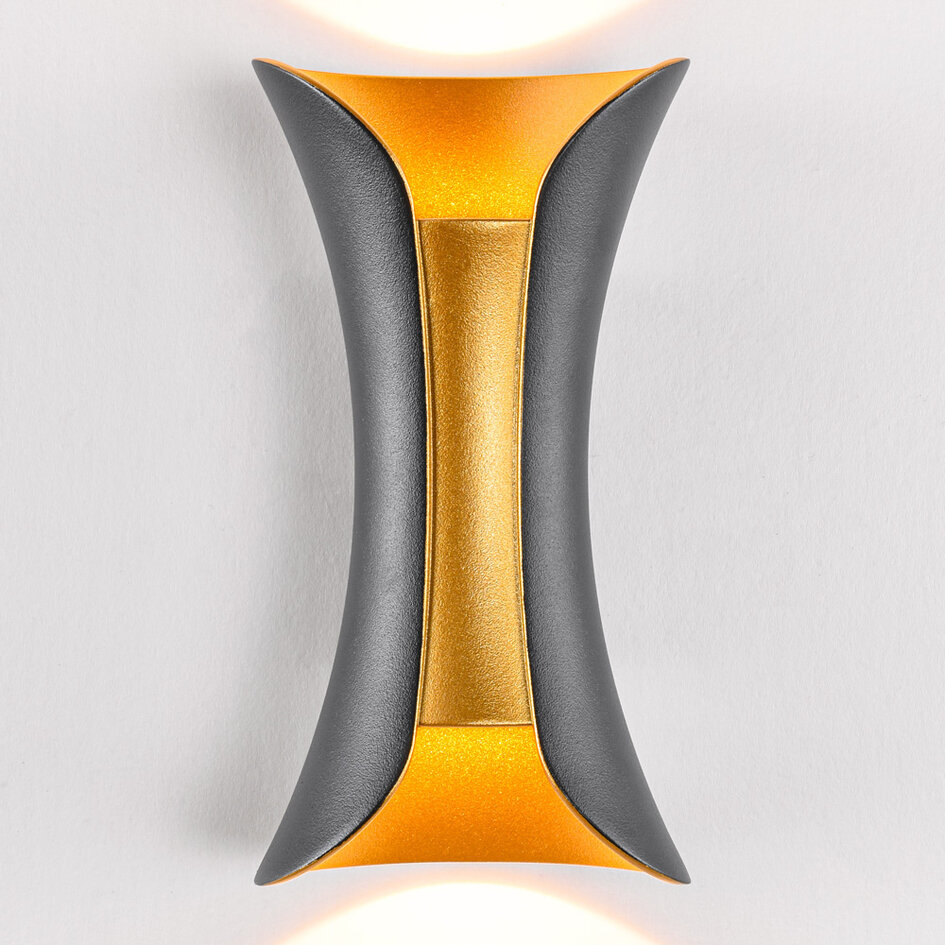 Applique de salle de bain design à 2 lumières Else - noir et or