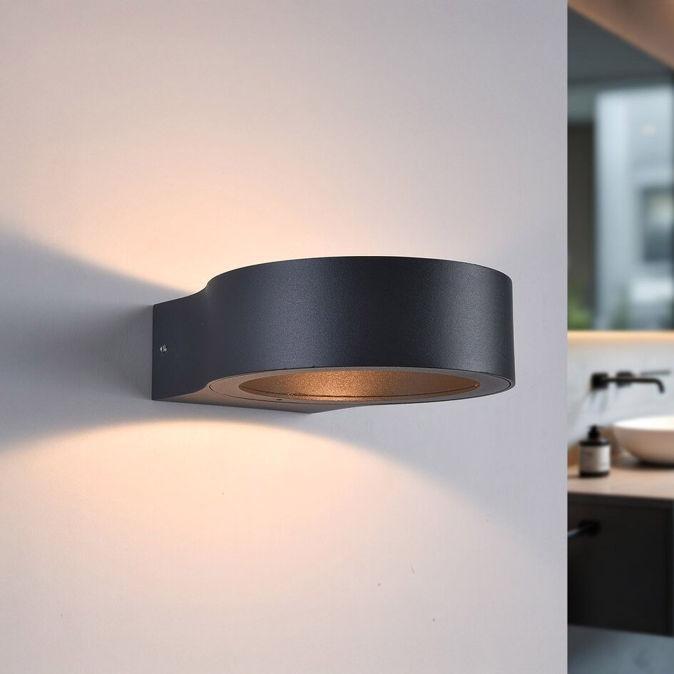 Moderne badkamer wandlamp rond Leo - zwart