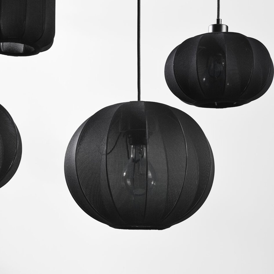 Lampe suspendue Japandi à 5 lumières Karima - noir