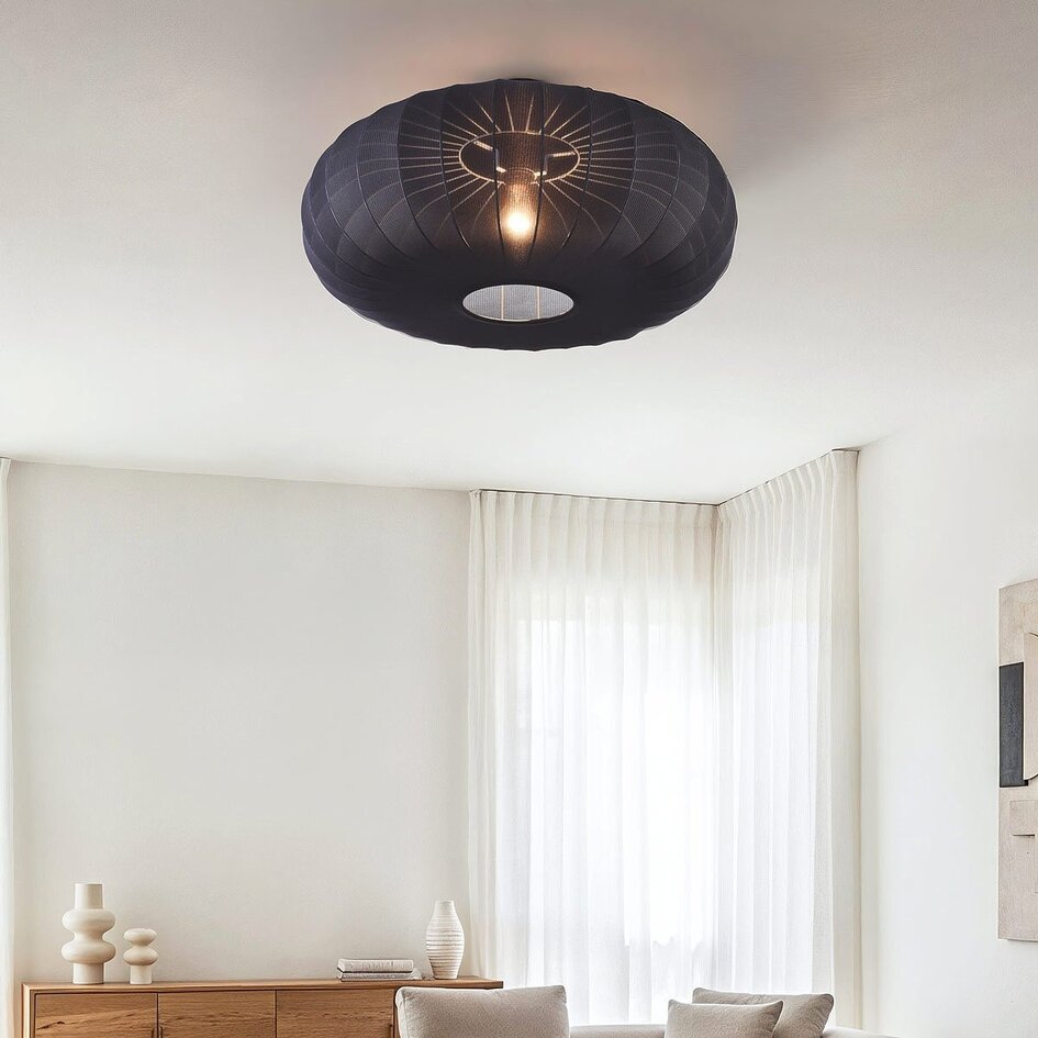 Plafonnier Japandi Celara avec abat-jour en tissu Ø70 cm