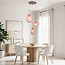 Lampe suspendue 3-lumières Japandi Velora avec abat-jour en tissu marron