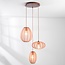 Suspension Japandi Velora 3 lumières avec abat-jour en tissu rose poudré