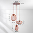 Lampe suspendue 3-lumières Japandi Velora avec abat-jour en tissu marron