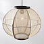 Lampe suspendue Japandi Chairo - lin naturel et bois noir