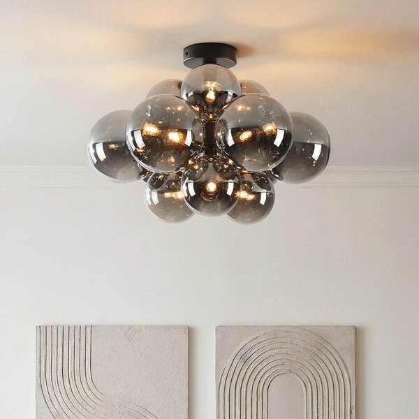 Plafondlamp Decora met rookglazen bollen - 12-lichts
