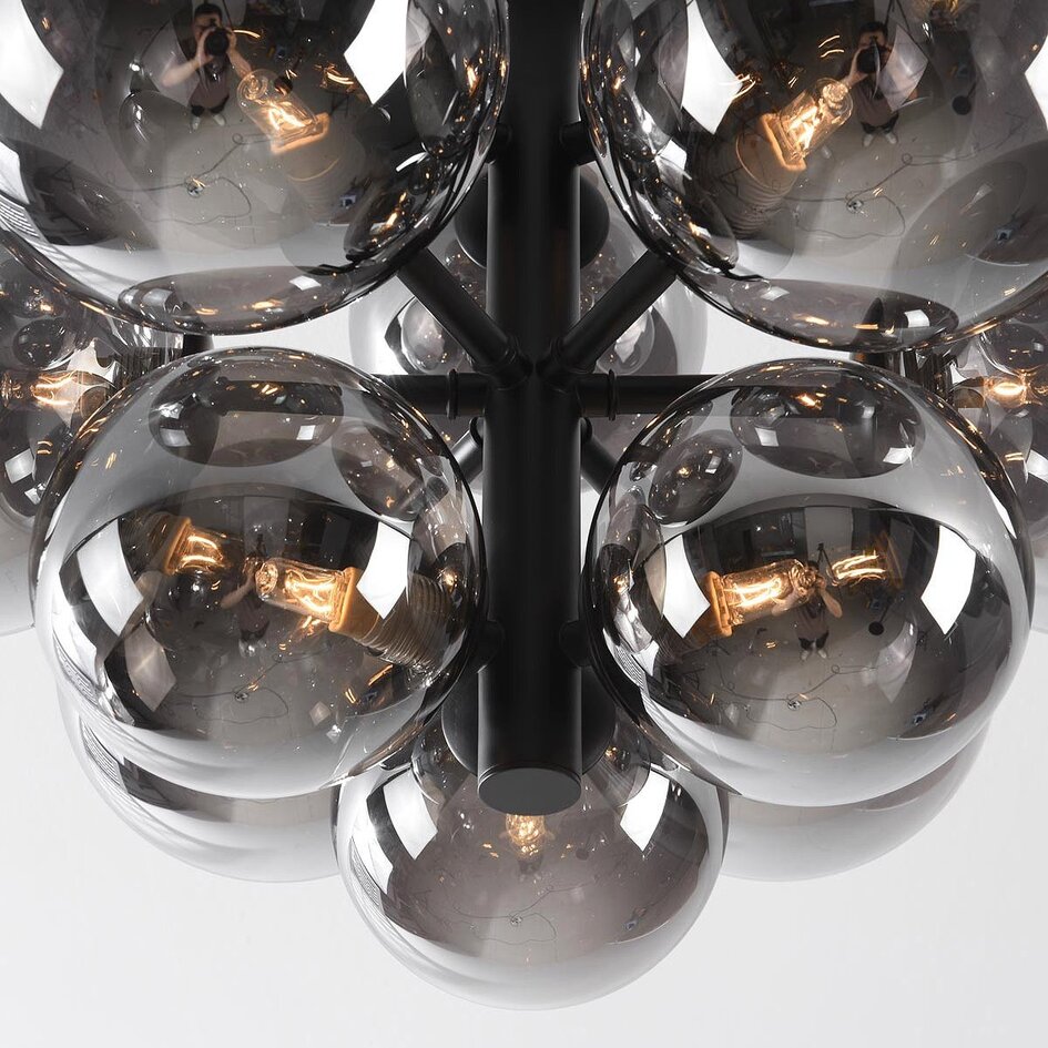 12-lichts plafondlamp Decora - rookglas