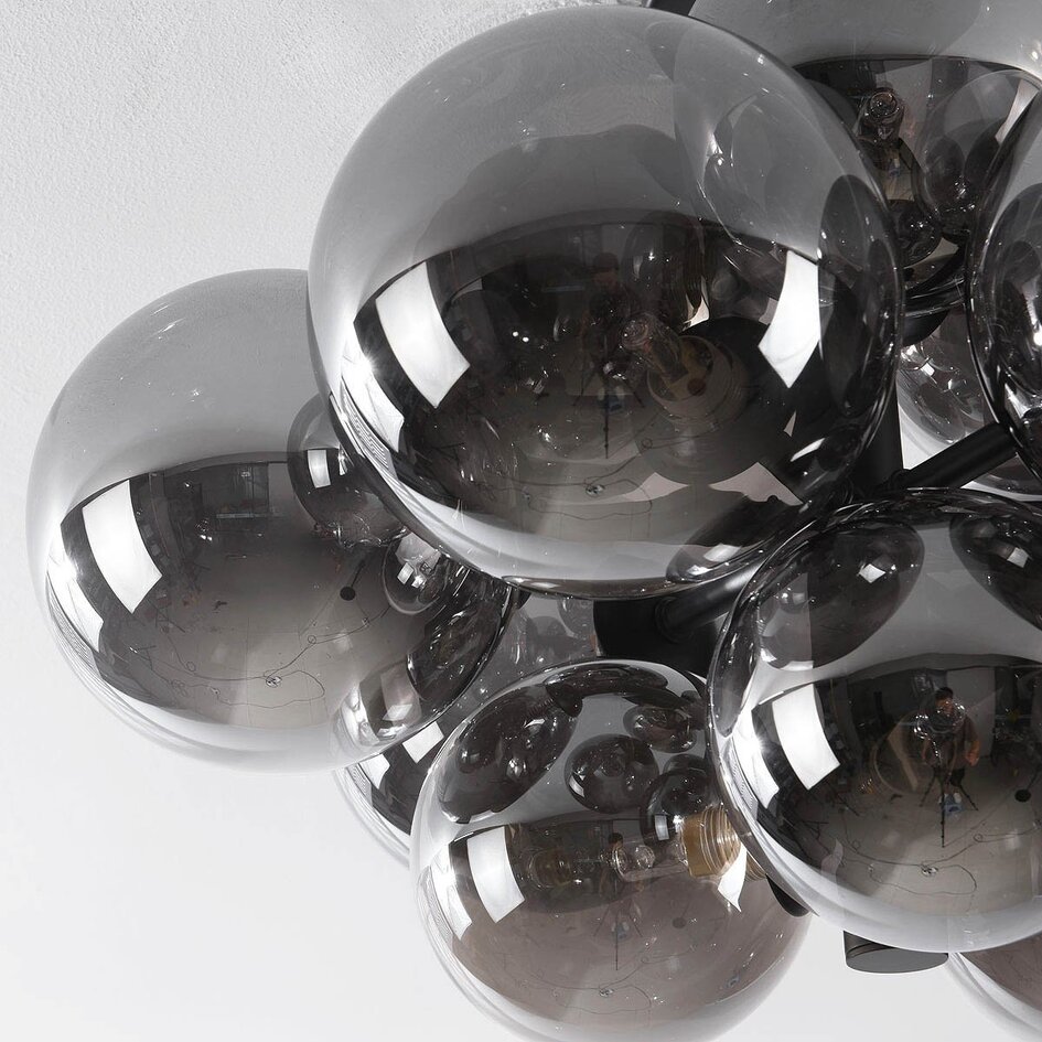 12-lichts plafondlamp Decora - rookglas