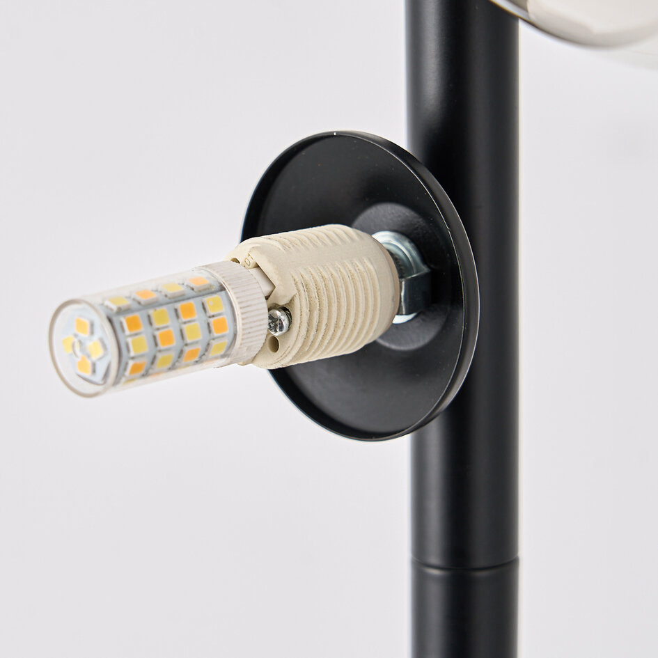 Lampadaire Tyson noir avec verre fumé, 5 lumières