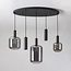 5-lichts hanglamp Yoku - zwart en rookglas