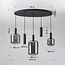 5-lichts hanglamp Yoku - zwart en rookglas