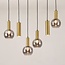 6-lichts hanglamp Doku - goud en rookglas